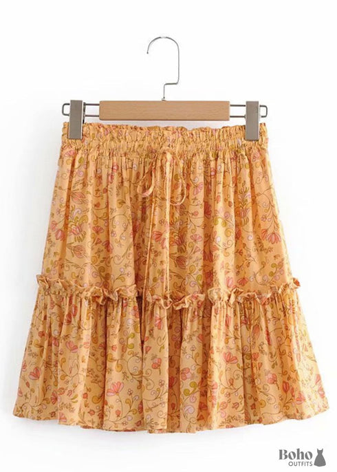 Boho Skirts in Mini Skirt, Orange Nelia For Women